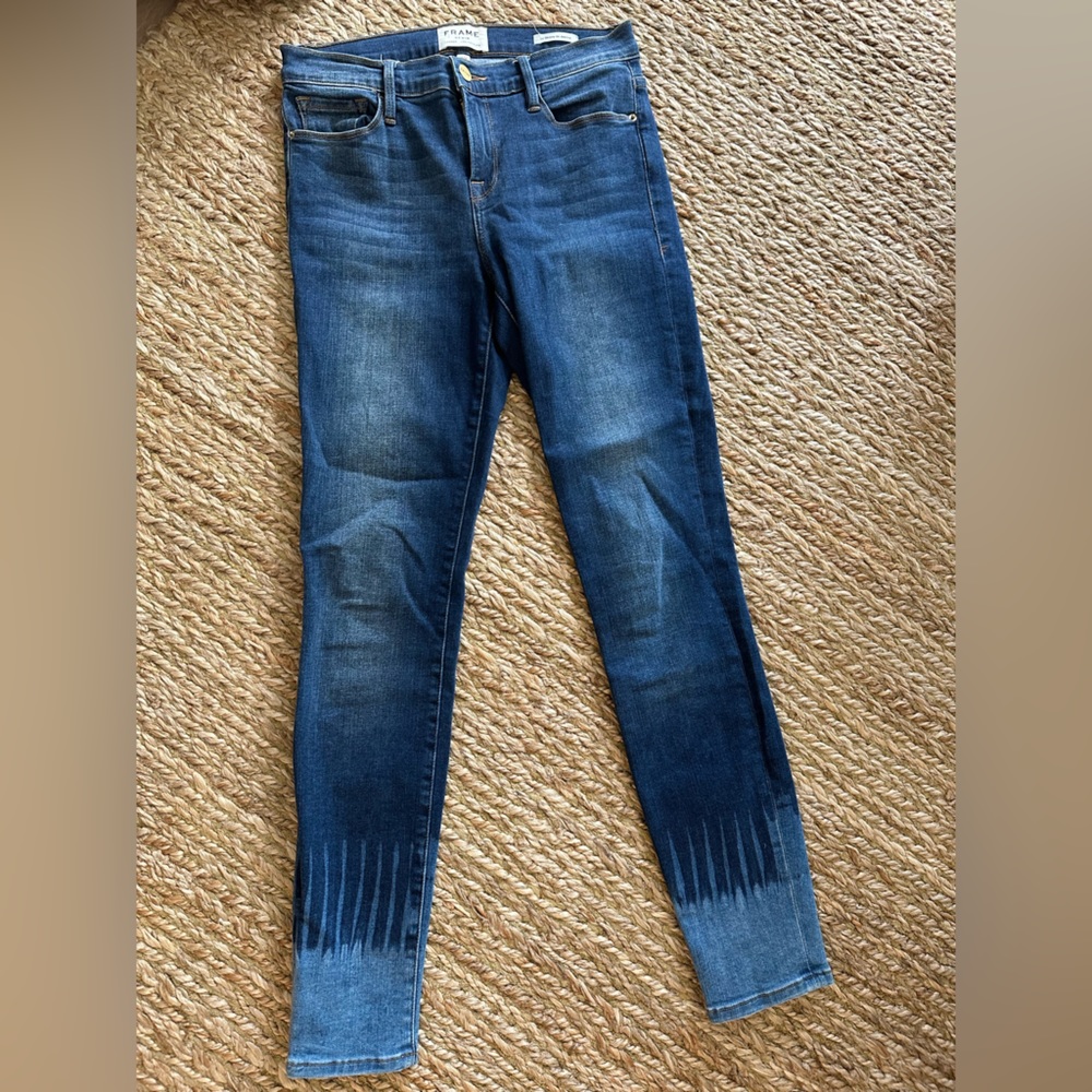 Frame Skinny Jeans with Faded Bottom